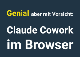 Grafik mit dem Titel „Genial aber mit Vorsicht: Claude Cowork im Browser" im Design von Initiative Neuland