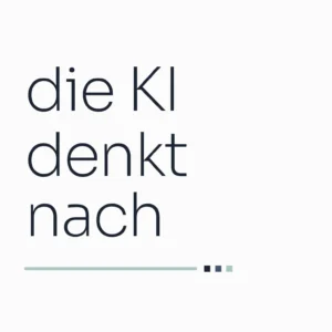 Grafik mit dem Schriftzug die KI denkt nach und einer Ladeanzeige als Sinnbild für anthropomorphe Sprache über KI